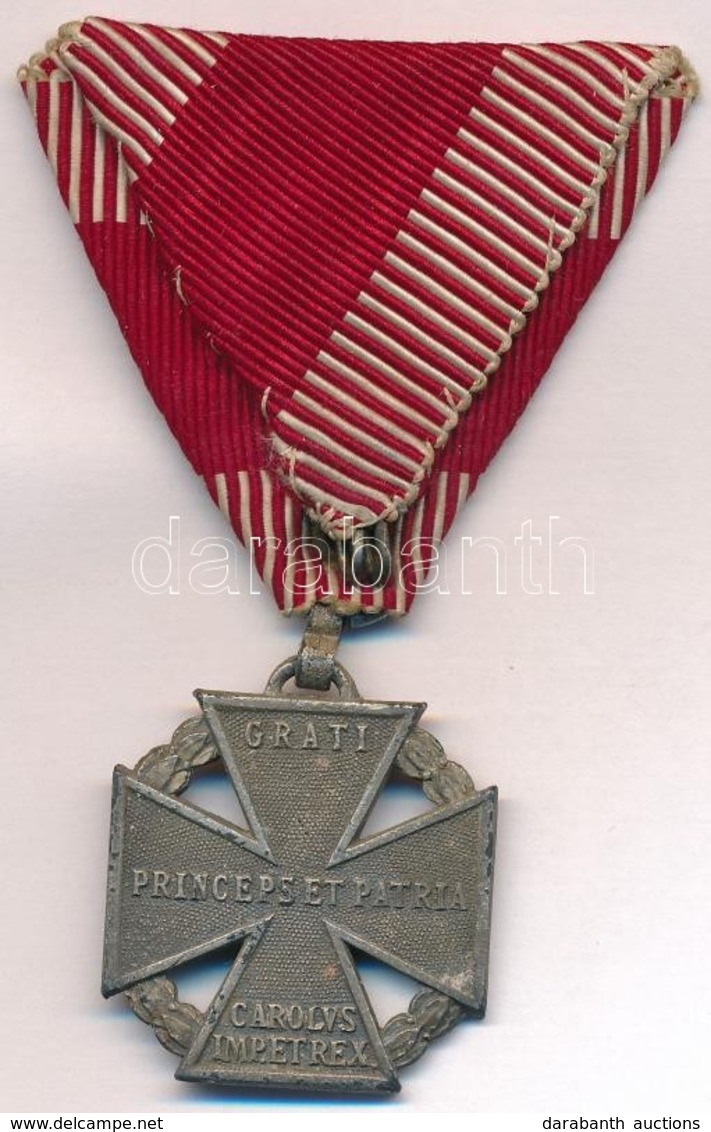 1916. 'Károly-csapatkereszt' Cink Kitüntetés Mellszalagon T:2 
Hungary 1916. 'Charles Troop Cross' Zn Decoration On Ribb - Autres & Non Classés