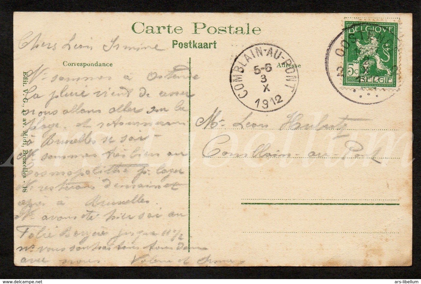 Postkaart / CPA / Oostende / Ostende / Les Estacades / 1912 / 2 Scans / Ed. V.G. - Oostende