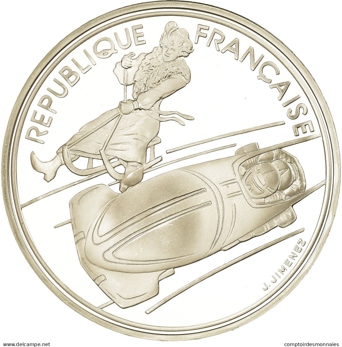 Monnaie, France, Albertville 92, 100 Francs, 1990, Proof, FDC, Argent - N. 100 Francs