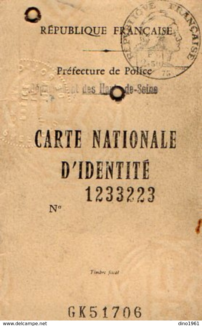 VP16.680 - COLOMBES 1966 - Préfecture De Police - Carte Nationale D'Identité - Mr Emile GILG Né à LOHR - Police