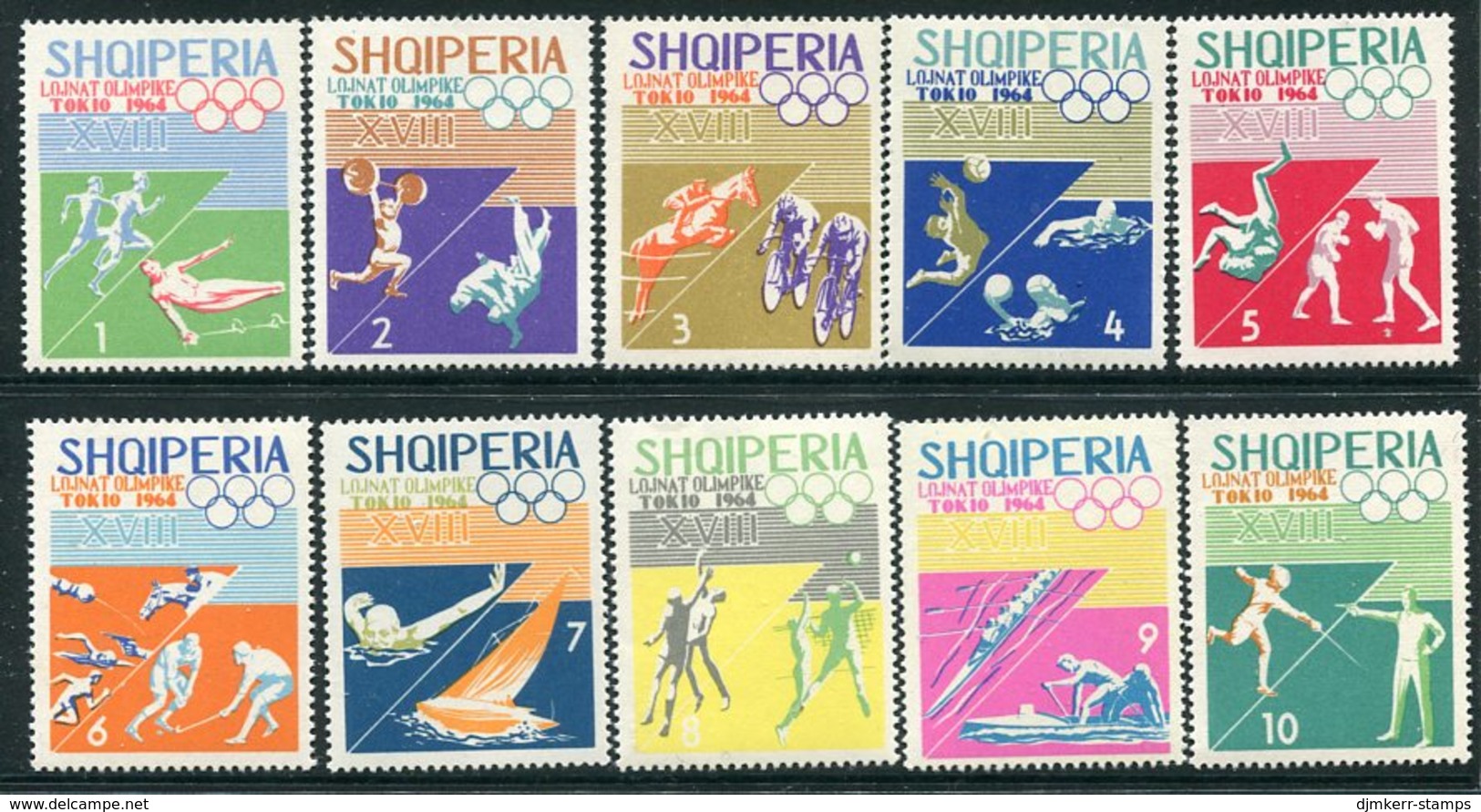 ALBANIA 1964 Tokyo Olympic Games VI Perforated Set MNH / **.  Michel 8559-68 - Albania