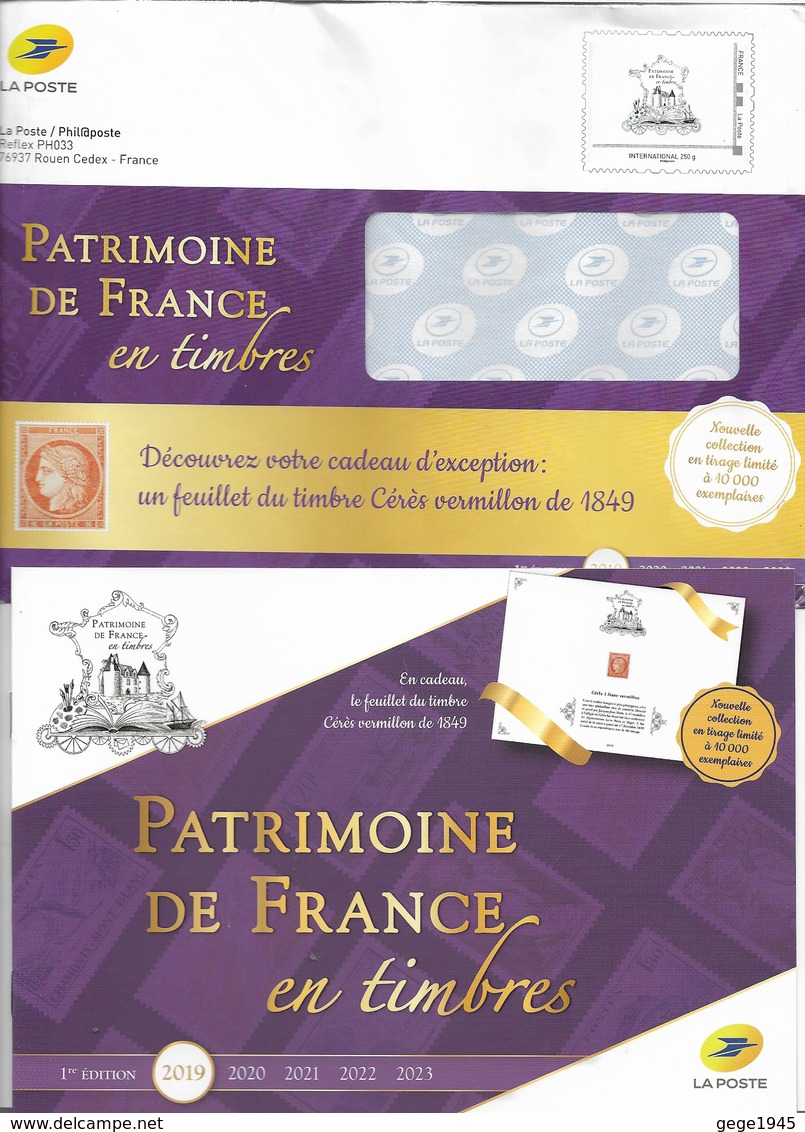 Brochure De 2019  " Patrimoine De France En Timbres "  Et  Son Imprimé Explicatif  ( Voir 3 Scans ) - Documentos Del Correo