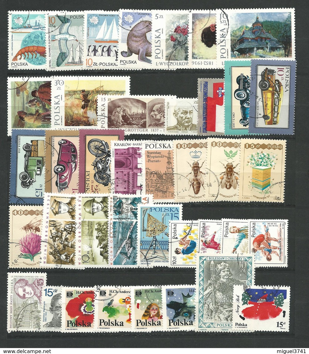 POLOGNE ANNEE  1987 - 39  Timbres  Tous Differents  Voir Scan Lot  93 - Detail Annonce - Usati