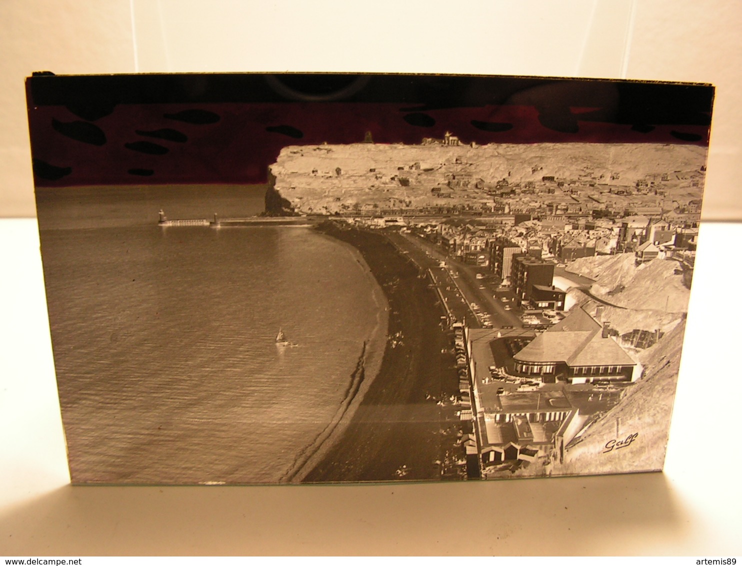 CARTE POSTALE ET SA PLAQUE PHOTO EN VERRE POUR TIRAGE 76 SEINE MARITIME FECAMP VUE PANORAMIQUE DE LA PLAGE 44 - Fécamp