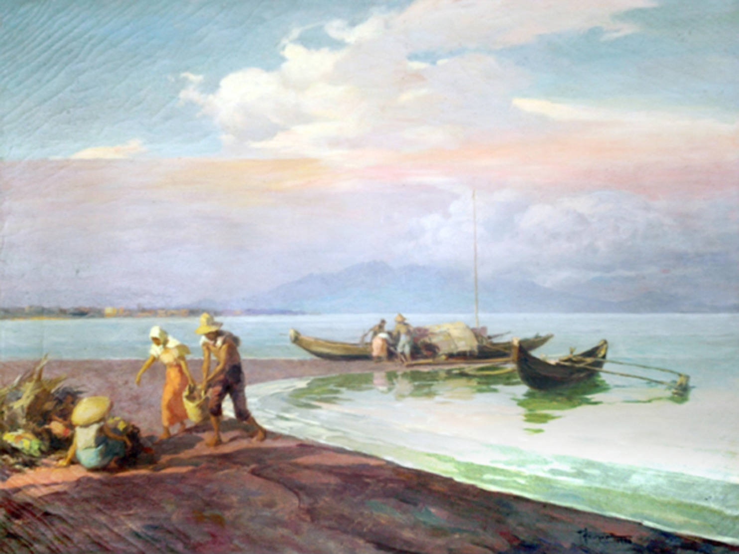 "Returning To Shore" 30" X 40" Oil On Canvas 1956  By AMORSOLO, Fernando - Oils