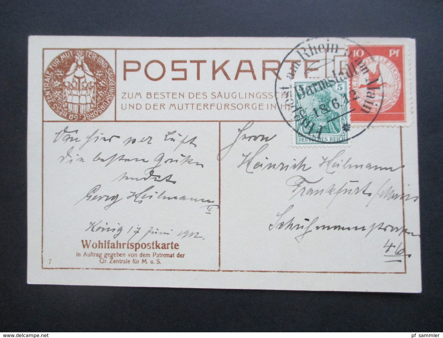 DR 1912 Flugpost Am Rhein Und Main Flugpostmarke I Säuglingsschutz Wohlfahrts PK  Fotokarte Mit Kinder /russische Marine - Lettres & Documents