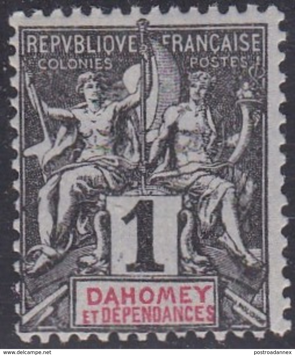 Dahomey, Scott #1, Mint Hinged, Navigation And Commerce, Issued 1899 - Ungebraucht