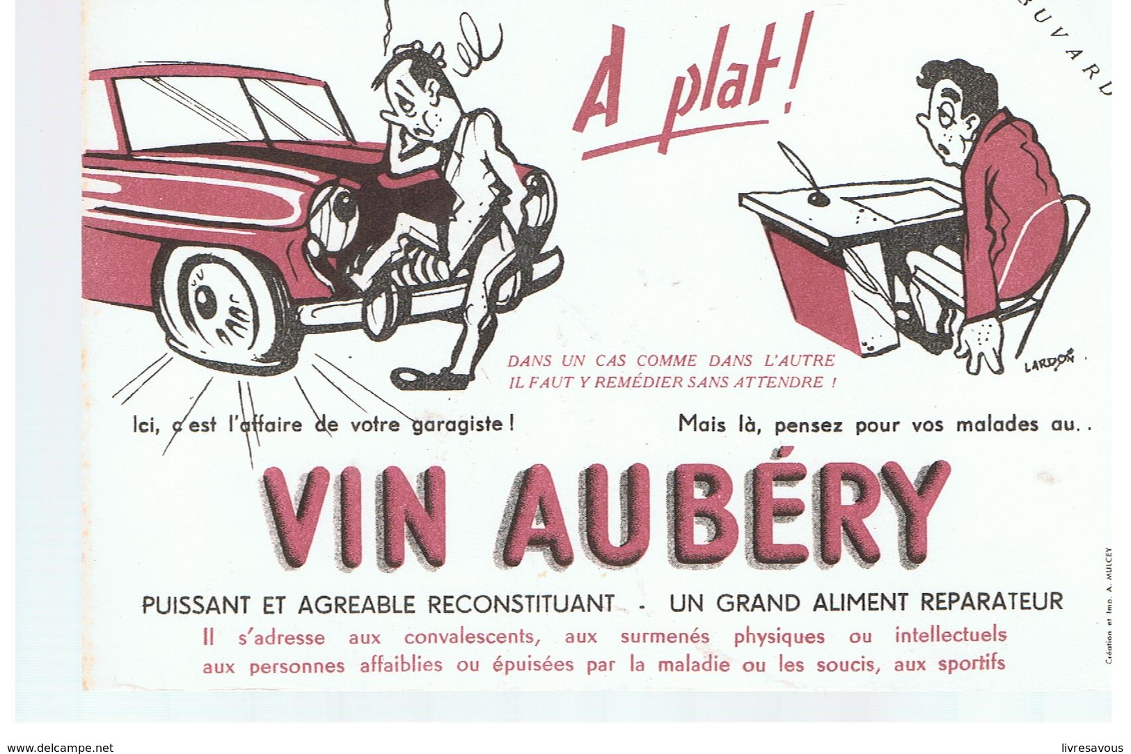 Buvard VIN AUBERY PUISSANT ET AGREABLE UN GRAND ALIMENT REPARATEUR - Liquore & Birra