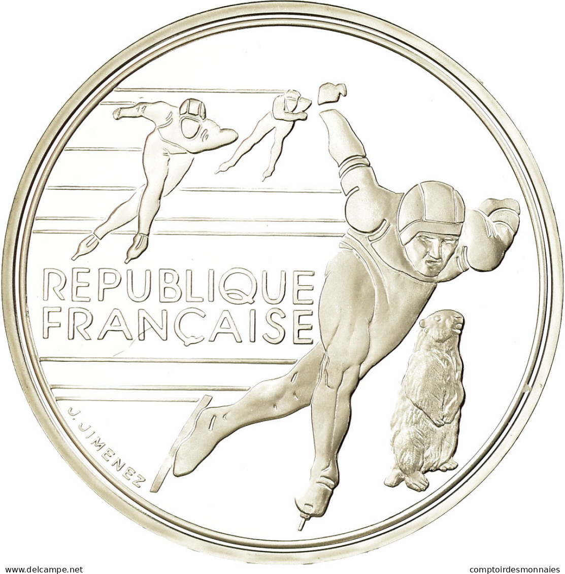 Monnaie, France, Albertville 92, 100 Francs, 1990, Proof, FDC, Argent - N. 100 Francs