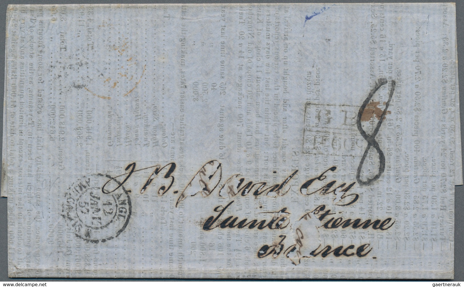 China: 1856, Boxed Anglo-French "GB / 1 F. 60 C." Exchange Marking On Entire Folded Letter W. Novemb - Autres & Non Classés