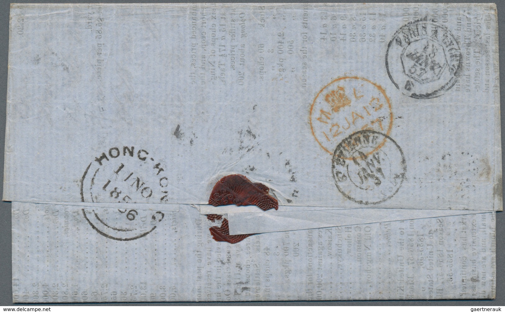 China: 1856, Boxed Anglo-French "GB / 1 F. 60 C." Exchange Marking On Entire Folded Letter W. Novemb - Autres & Non Classés