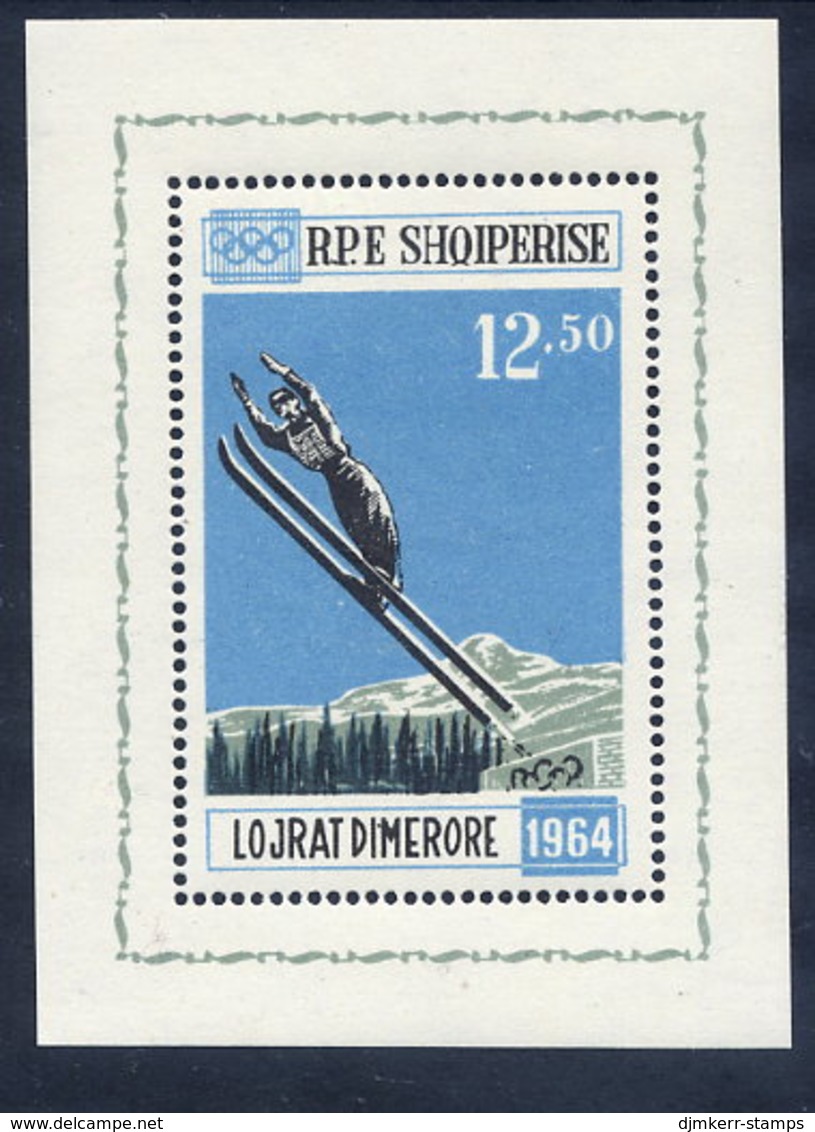 ALBANIA 1963 Winter Olympic Games Perforated Block MNH / **.  Michel Block 20 - Albanië