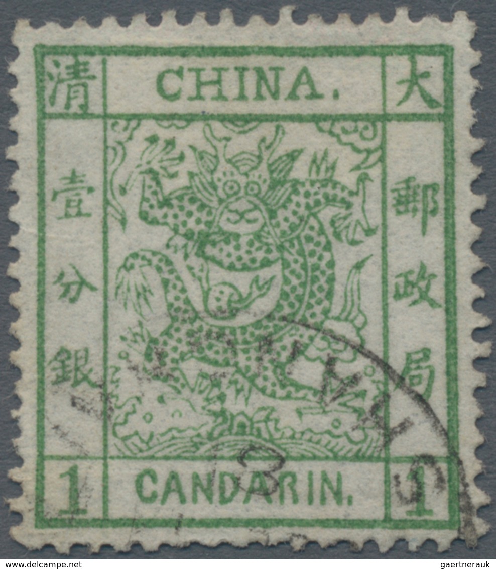 China: 1878, Large Dragon Thin Paper 1 Ca. Green Canc. Part Strike Customs Dater "SHANGHAI .. 81" (M - Autres & Non Classés