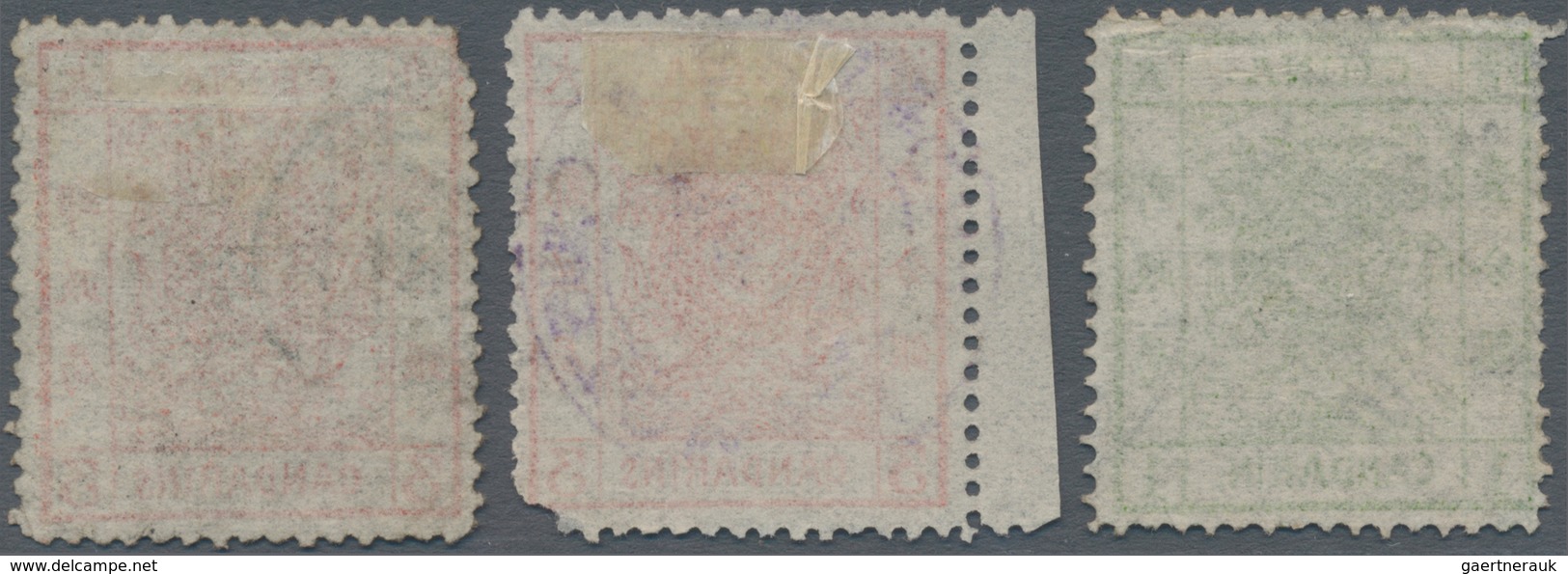 China: 1878, Large Dragon Thin Paper 1 Ca. Resp. 3 Ca. Dark Red (2, One Margin Copy With Full Strike - Autres & Non Classés