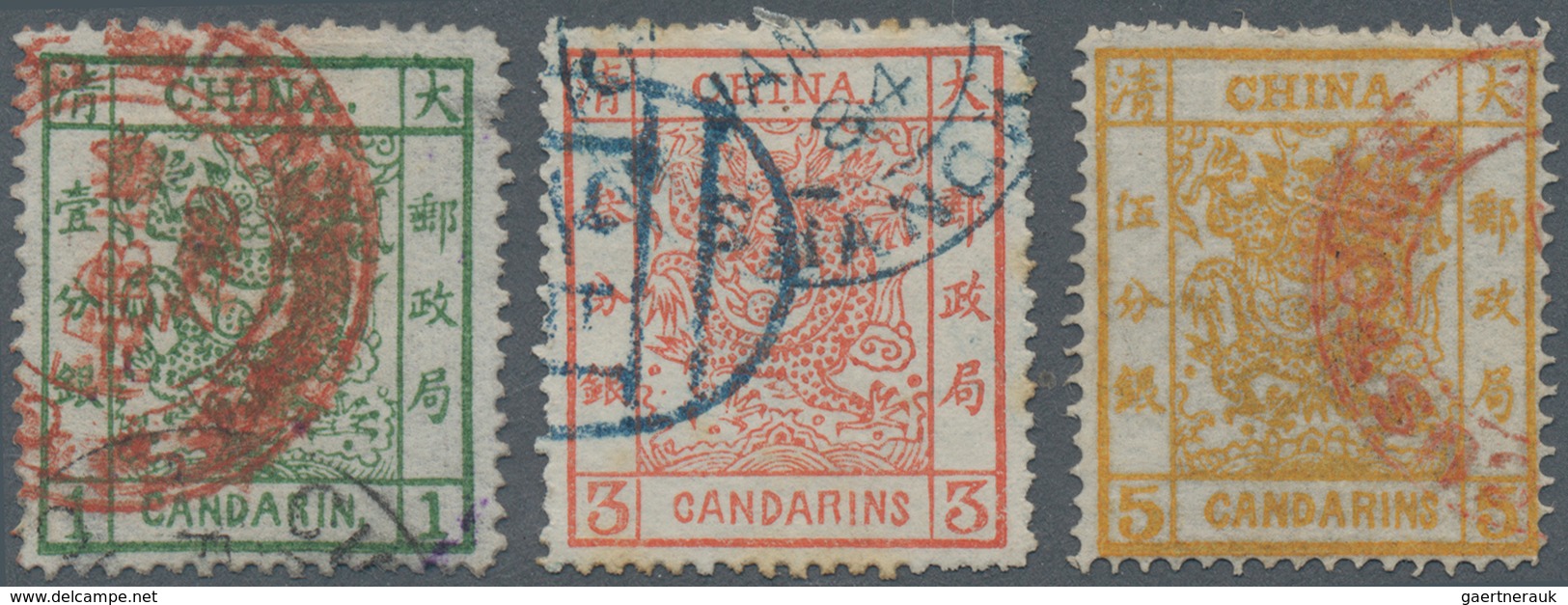 China: 1878/83, Large Dragon Thin Paper 1 Ca. W. Red Customs Dater "..FEB 79" (tiny Thin On Reverse) - Sonstige & Ohne Zuordnung