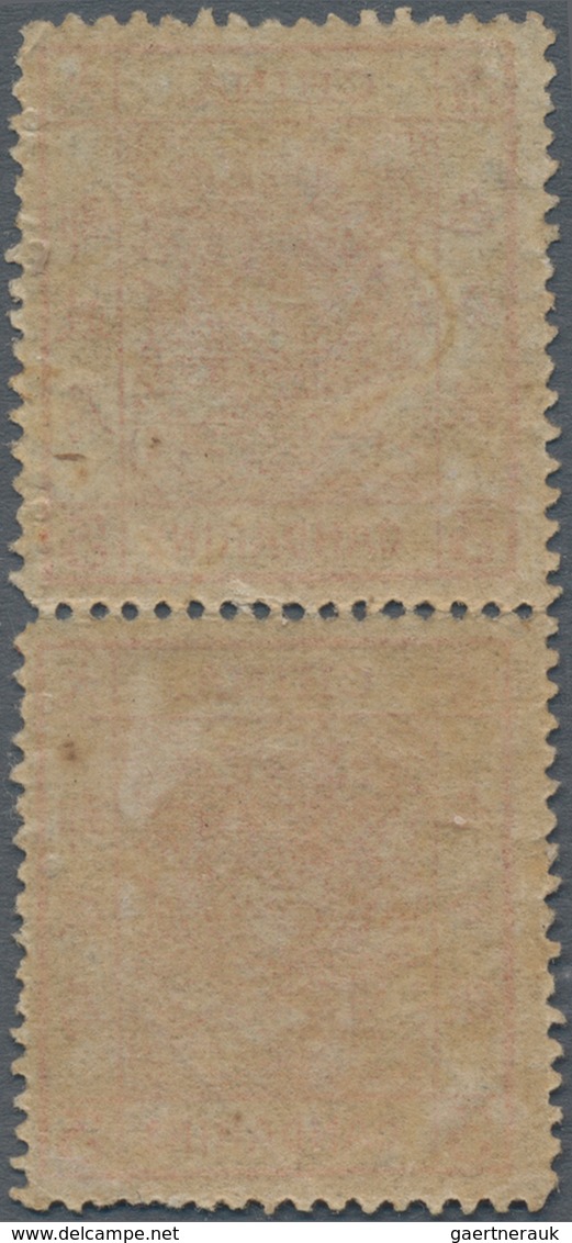 China: 1878, Large Dragon Thin Paper 3 Ca. Vermilion, A Vertical Pair, Unused Mounted Mint VLH In Sp - Sonstige & Ohne Zuordnung