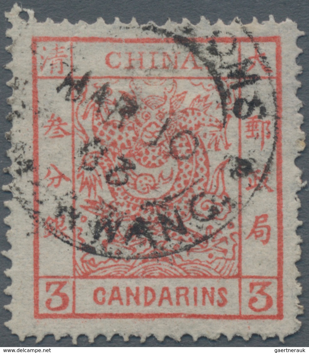 China: 1878, Large Dragon Thin Paper 3 Ca. Dark Red Canc. "(CUST)OMS (NE)CHWANG MAR 10 83", Corner C - Autres & Non Classés