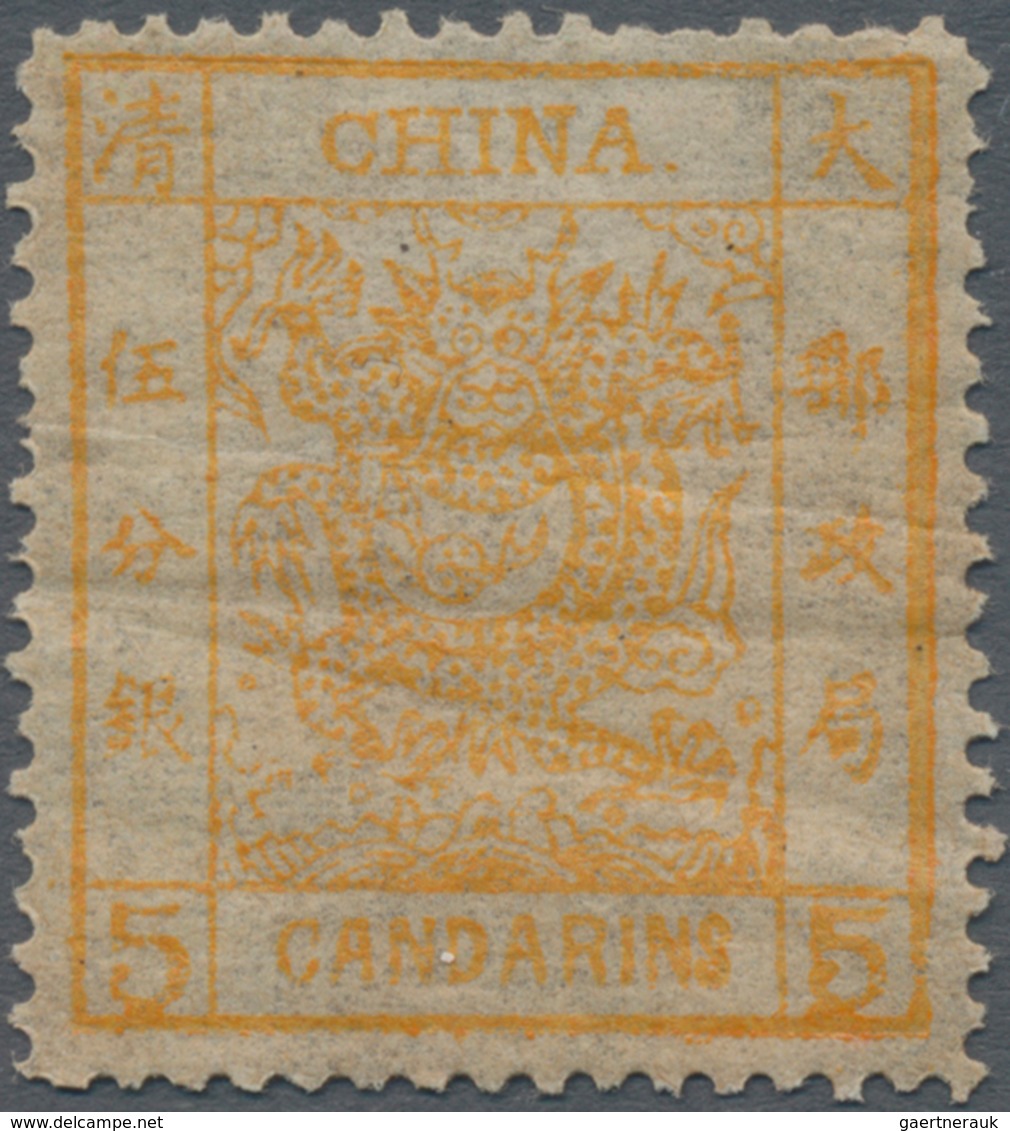 China: 1878, Large Dragon On Thin Paper, 5 Ca. Orange, Unused Mounted Mint, Gum Bends (Michel Cat. 5 - Altri & Non Classificati