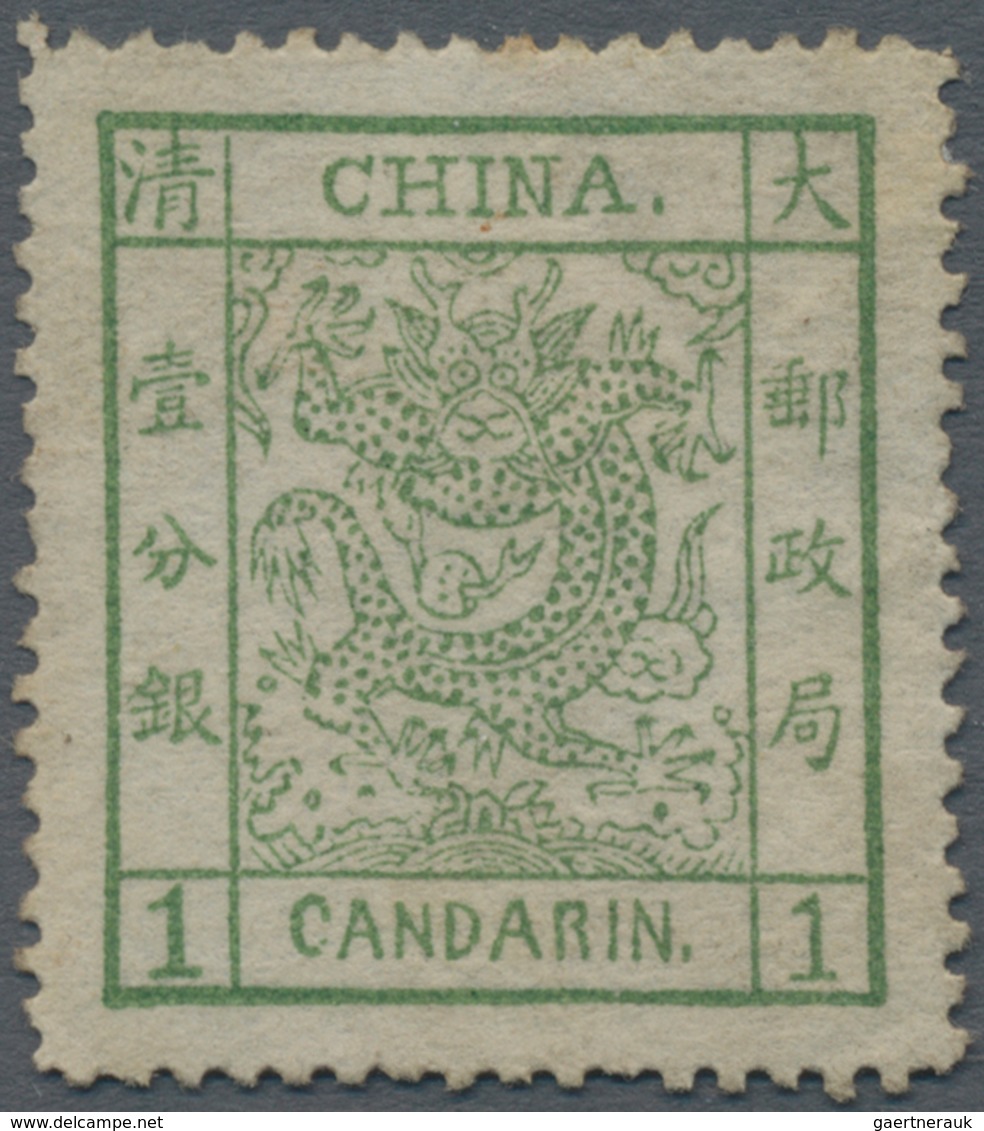 China: 1882, Large Dragon Large Margins 1 Ca., Variety "C" In "CANDARIN." Broken, Unused Mounted Min - Autres & Non Classés