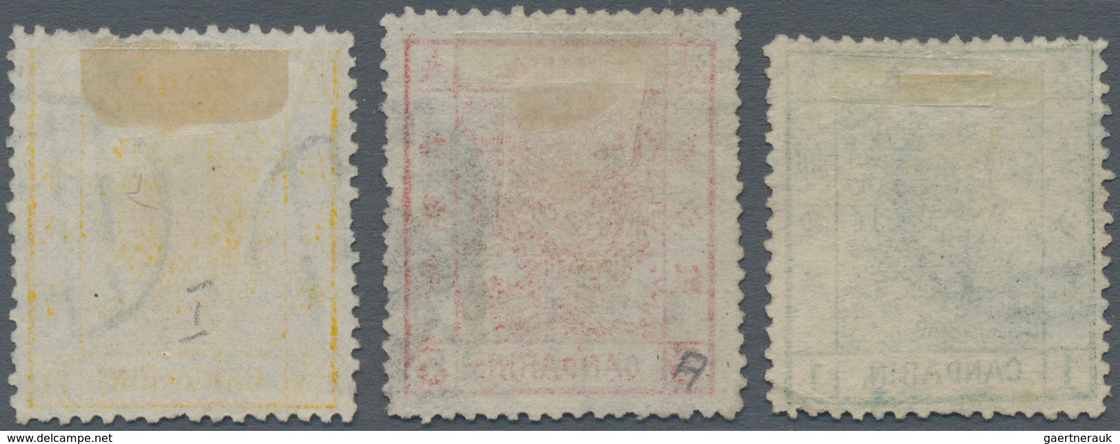 China: 1882/83, Large Dragon Cpl. Used Set: 1 Ca. Deep Green On Thick Paper (corner Crease); 3 Ca. B - Autres & Non Classés