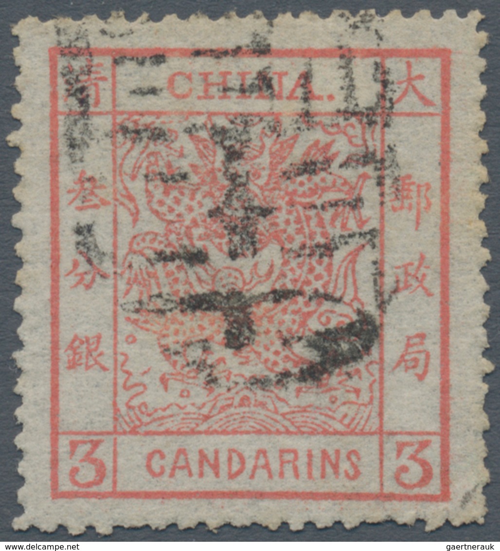 China: 1882, Large Dragon Wide Margins 3 Ca. Brownish Red Canc. Large Intaglio Seal Of Tientsin (Mic - Sonstige & Ohne Zuordnung