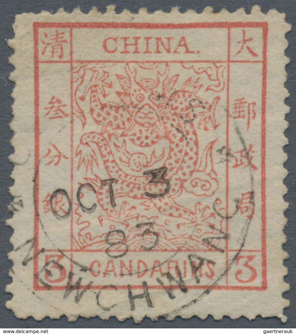 China: 1882, Large Dragon Wide Margins 3 Ca. Brownish Red Canc. "C(USTOM)S NEWCHWANG OCT 3 83", Slig - Sonstige & Ohne Zuordnung