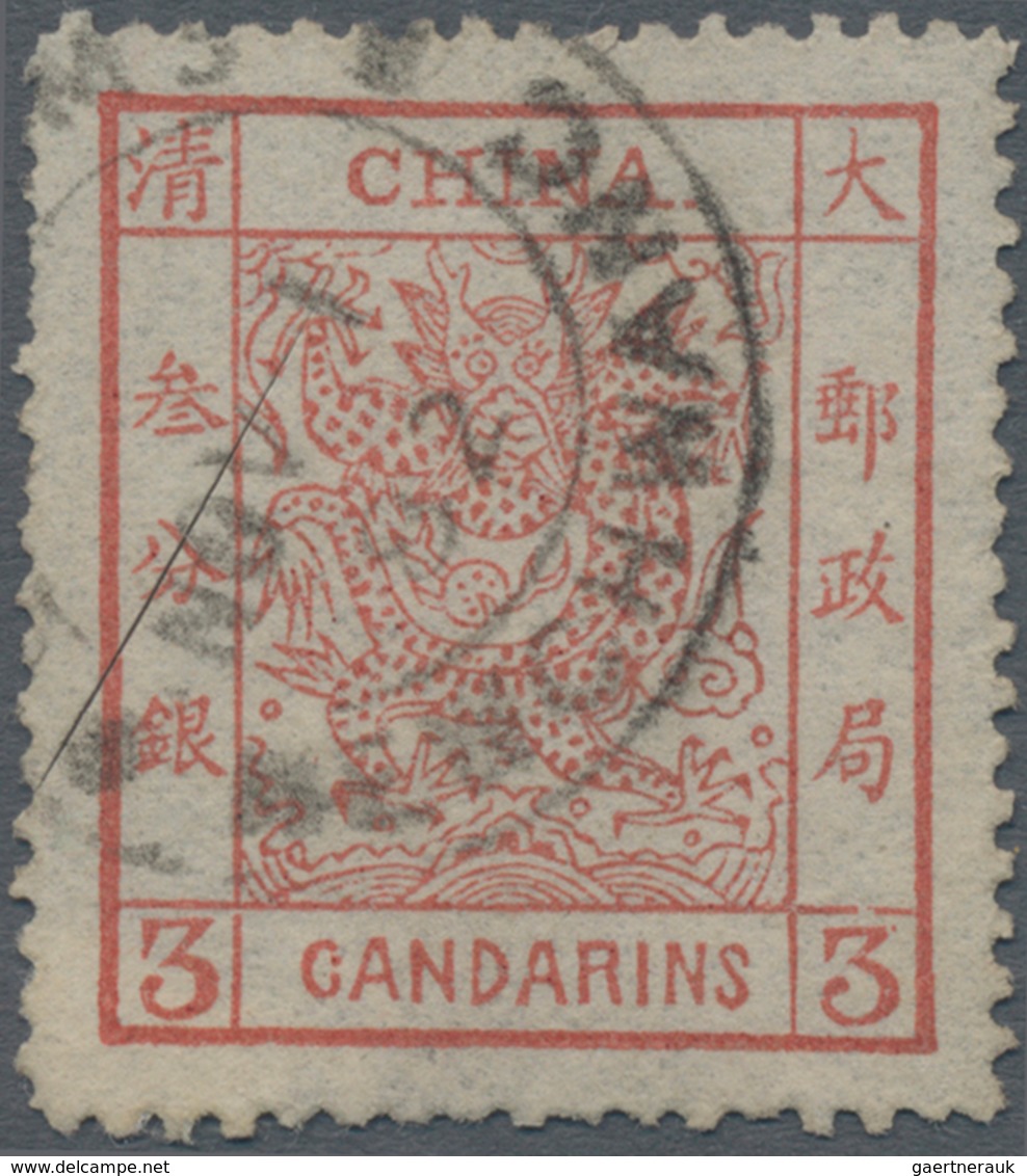 China: 1882, Large Dragon Large Margin 3 Ca. Brownish Red Canc. Customs Dater "NEWCHWANG NOV 1 82", - Sonstige & Ohne Zuordnung