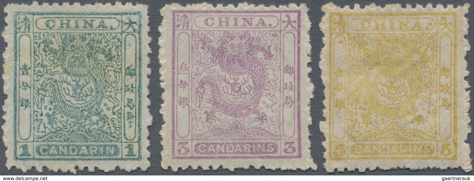 China: 1885, Small Dragons First Printing Rough Perf. 12.5, Complete Set Of Three, MH, Very Fresh Co - Autres & Non Classés