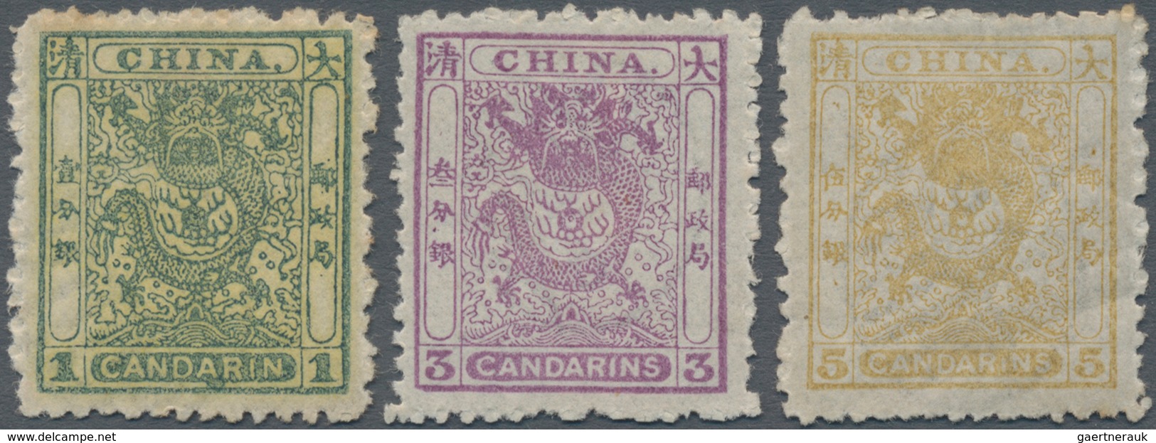 China: 1885, Small Dragons First Printing Rough Perf. 12.5, Complete Set Of Three, MH, Very Fresh Co - Andere & Zonder Classificatie