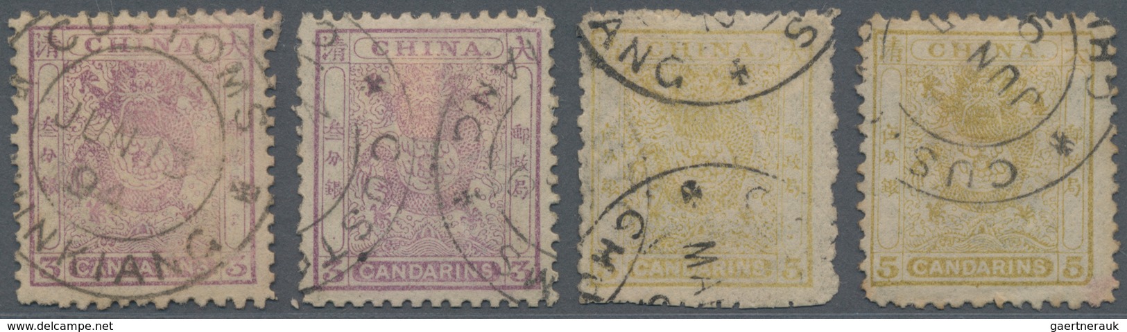 China: 1885/88, Customs Small Dragon Issue, Two 3cds And Two 5cds, Used With "Customs Chinkiang" Dat - Autres & Non Classés