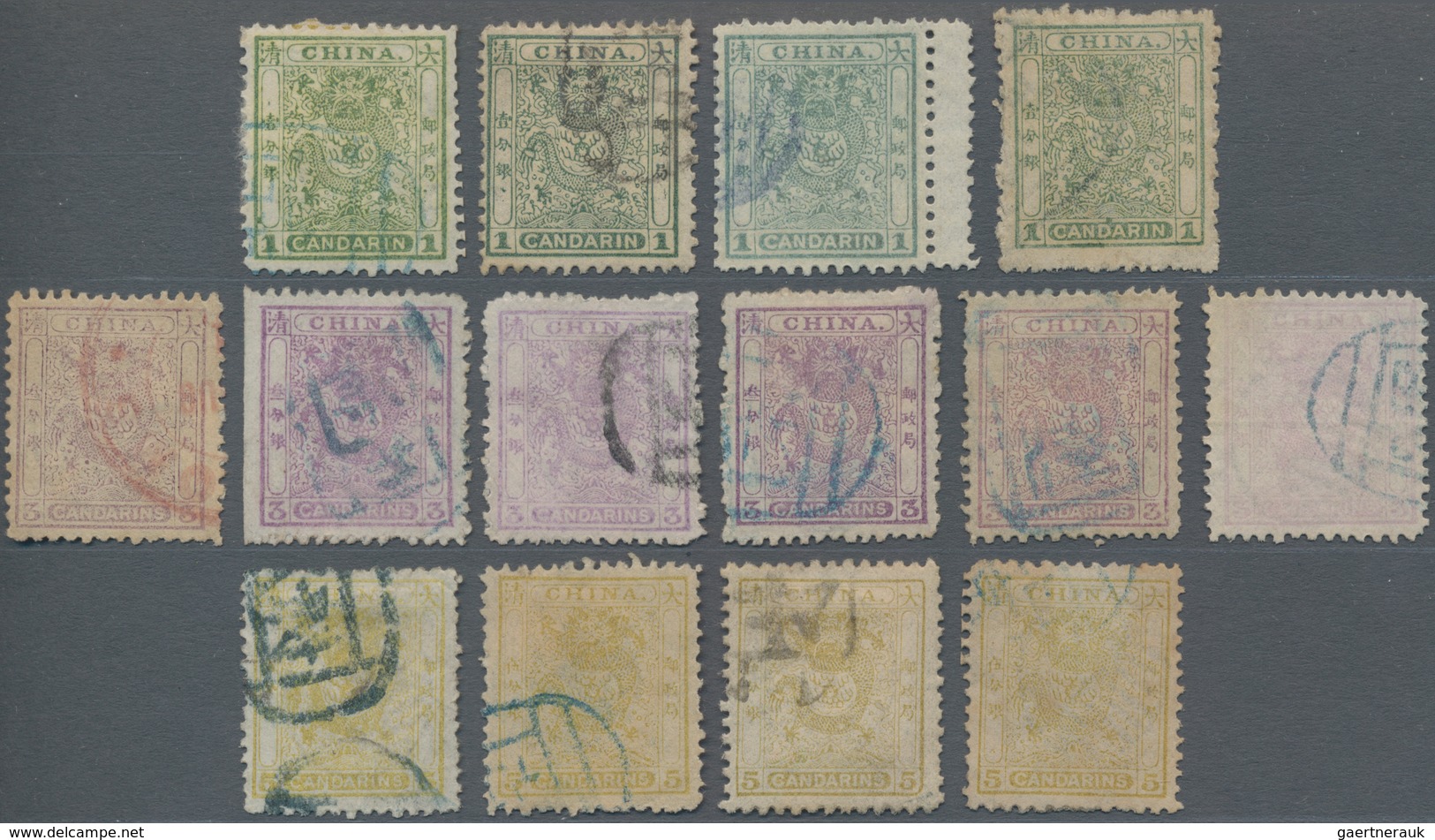 China: 1885, Customs Small Dragon Issue, Selection Of 14 Used Copies, Including 4 Copies Of 1cds And - Autres & Non Classés