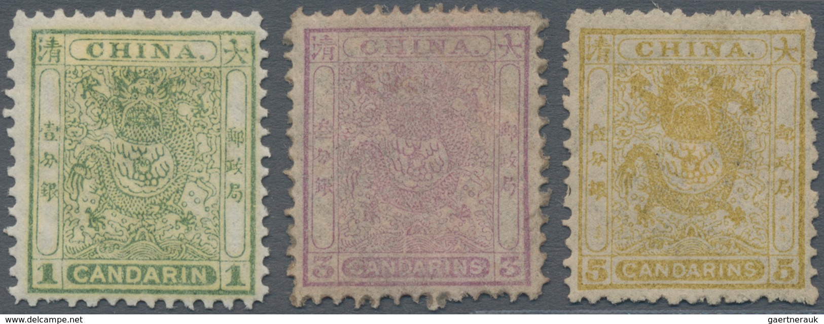 China: 1888, Small Dragons Second Printing Perf. 11.5-12, Complete Set Of Three, MH, Very Fresh Colo - Autres & Non Classés