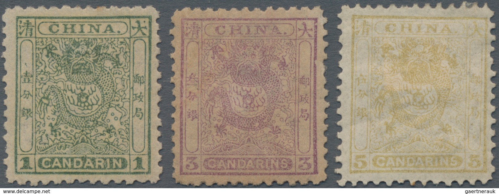 China: 1888, Small Dragons Second Printing Perf. 11.5-12, Complete Set Of Three, MH, Very Fine (Mich - Autres & Non Classés