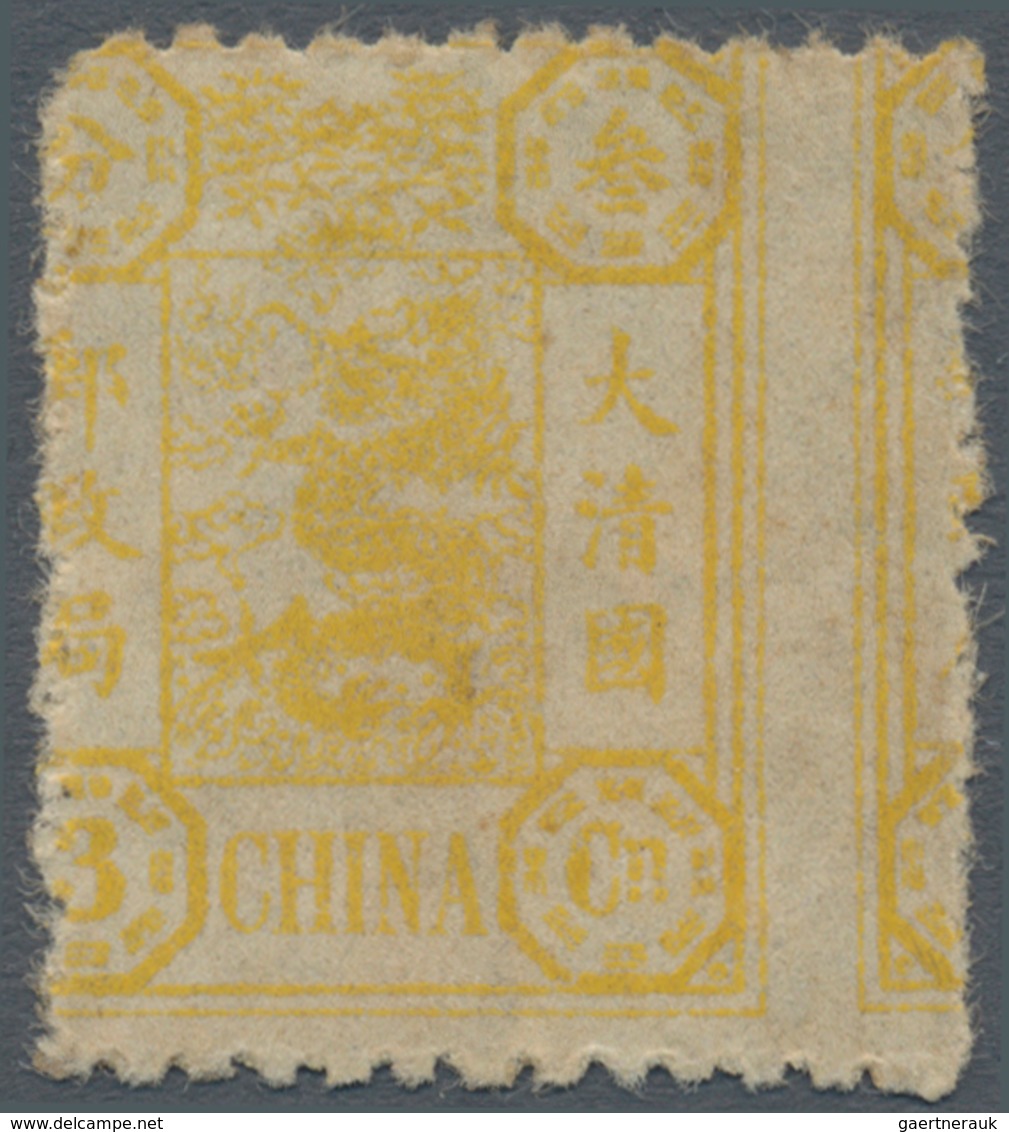 China: 1894/97, Dowager 2nd Printing, 3 Cn. Lemon, Unused Mounted Mint, Centered To The Left Wirth P - Autres & Non Classés
