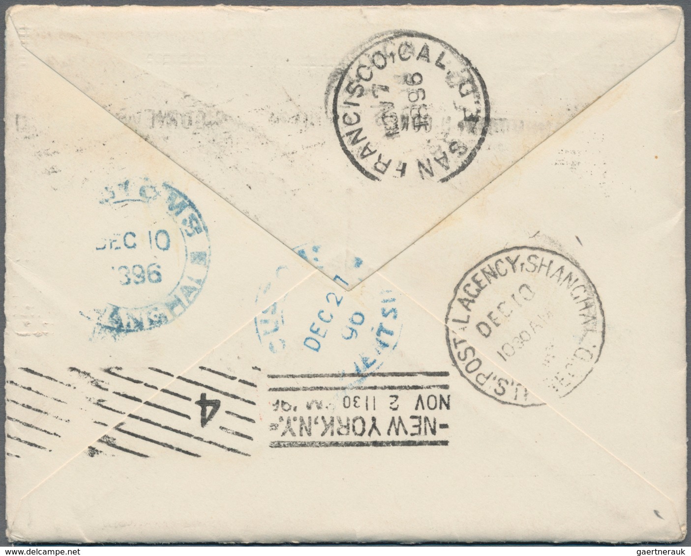 China: 1896, "To Pay": Vermilion Boxed "To Pay" In Running Script On Inbound Cover From USA To Tient - Altri & Non Classificati