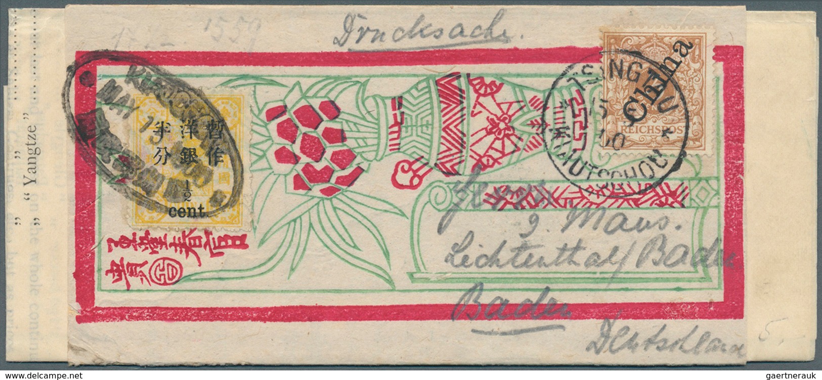 China: 1897, ½ C On 3 C. Tied By Oval "KIAOCHOW MAY 15 1900" In Combination W. German Offices 3 Pf. - Autres & Non Classés