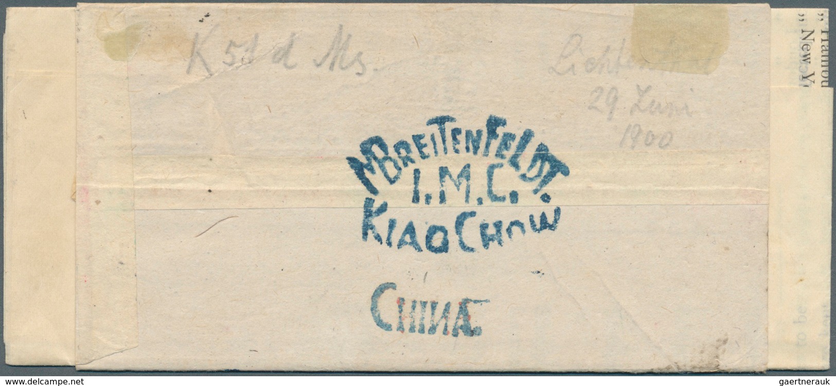 China: 1897, ½ C On 3 C. Tied By Oval "KIAOCHOW MAY 15 1900" In Combination W. German Offices 3 Pf. - Autres & Non Classés