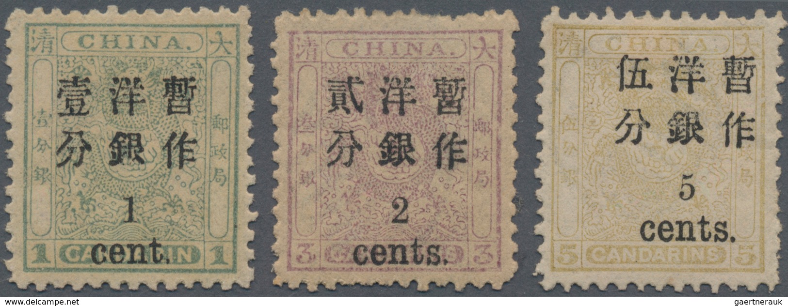 China: 1897, Customs Small Dragon Issue Surcharged With Small Figures, Complete Set Of Three, MH, 1c - Autres & Non Classés