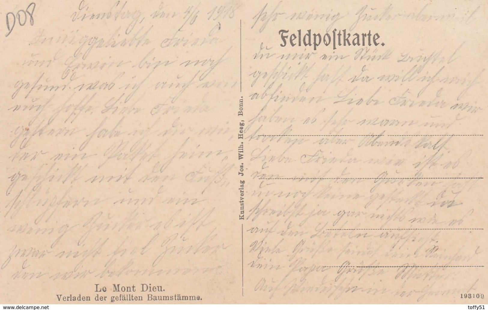 CPA ALLEMANDE:LE MONT DIEU (08)MILITAIRE HOMME TRACTEUR DÉBARDANT DU BOIS...ÉCRITE - Autres & Non Classés