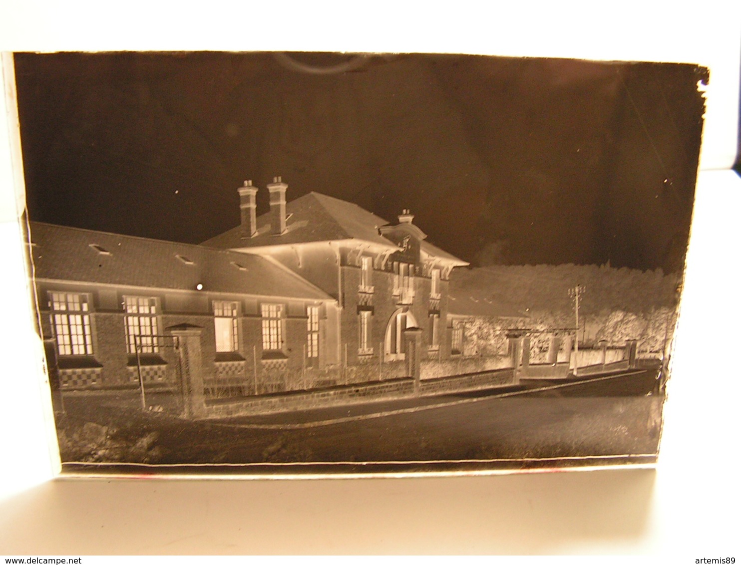 PLAQUE PHOTO VERRE POUR TIRAGE CARTE POSTALE 95 VAL D OISE BRAY ET LU ECOLE 59 - Andere & Zonder Classificatie