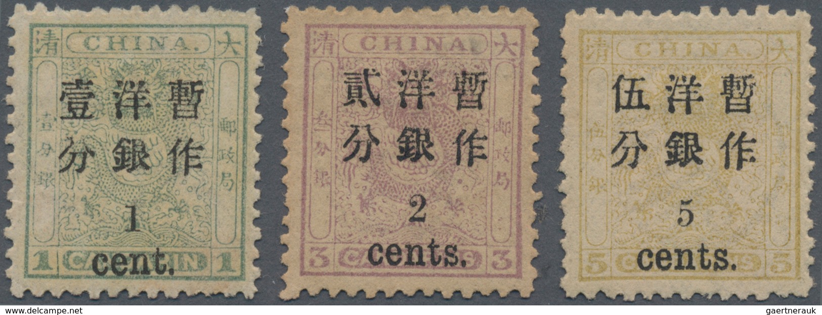 China: 1897, Customs Small Dragon Issue Surcharged With Small Figures, Complete Set Of Three, MH, Pa - Altri & Non Classificati