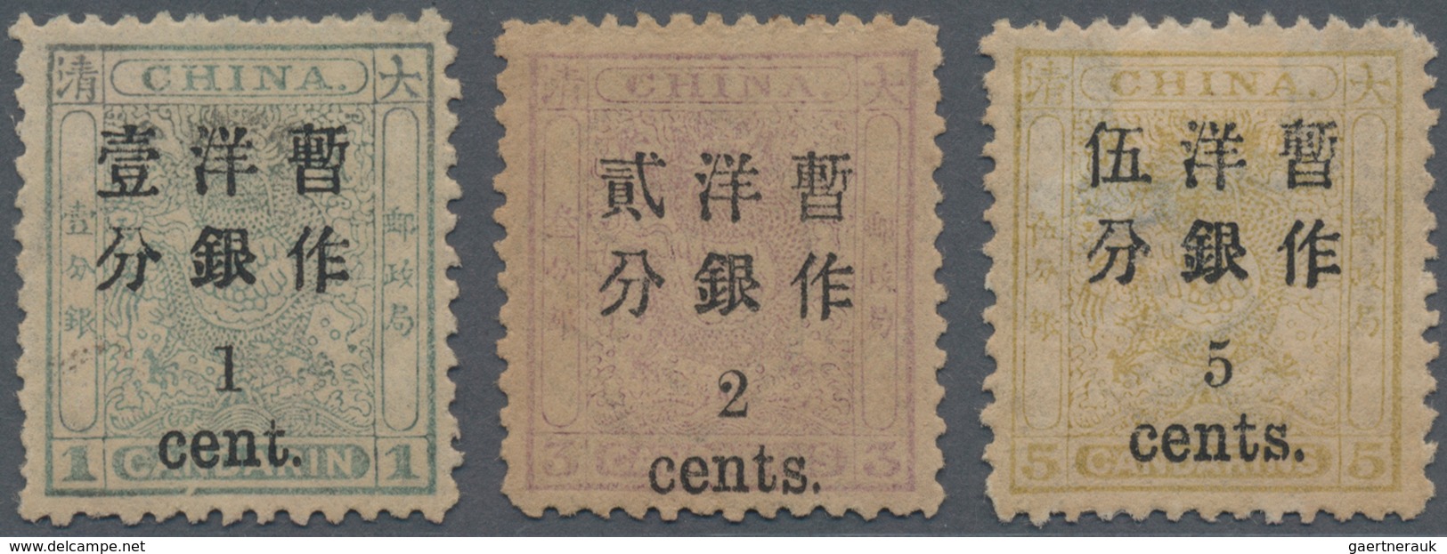 China: 1897, Customs Small Dragon Issue Surcharged With Small Figures, Complete Set Of Three, Mint W - Autres & Non Classés