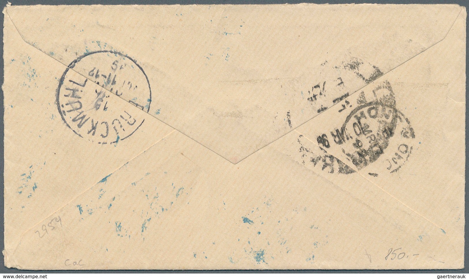 China: 1897, Litho Coiling Dragon 5 C. Pair Tied Blue "Pa Kua" Of Tientsin W. Apted Blue (customs) D - Autres & Non Classés