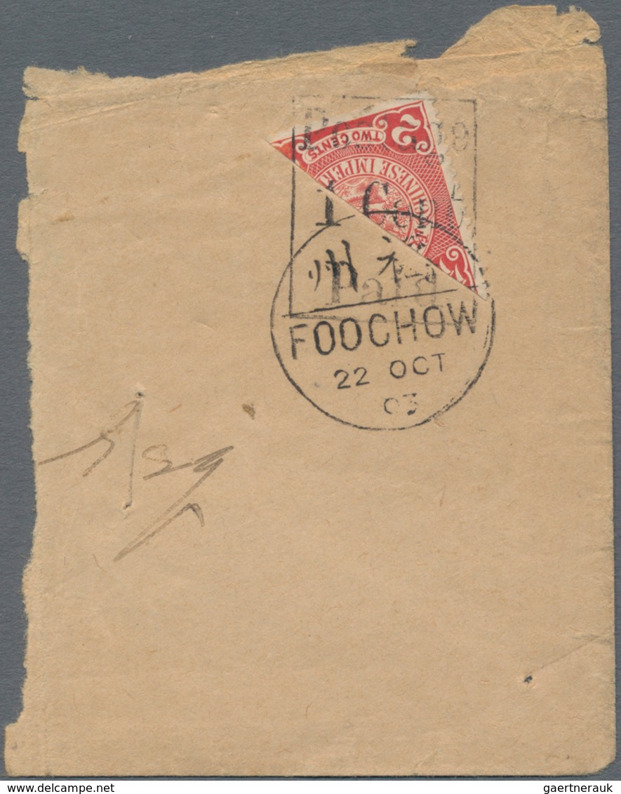 China: 1903, Foochow Provisional Bisect On Local Cover Tied "FOOCHOW 22 OCT 02", Cover Vertical Crea - Autres & Non Classés