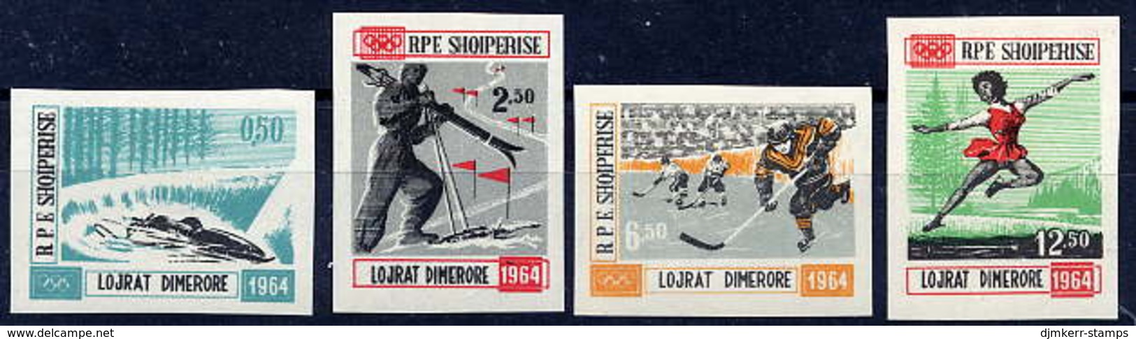 ALBANIA 1963 Winter Olympic Games Imperforate Set MNH / ** - Albanië
