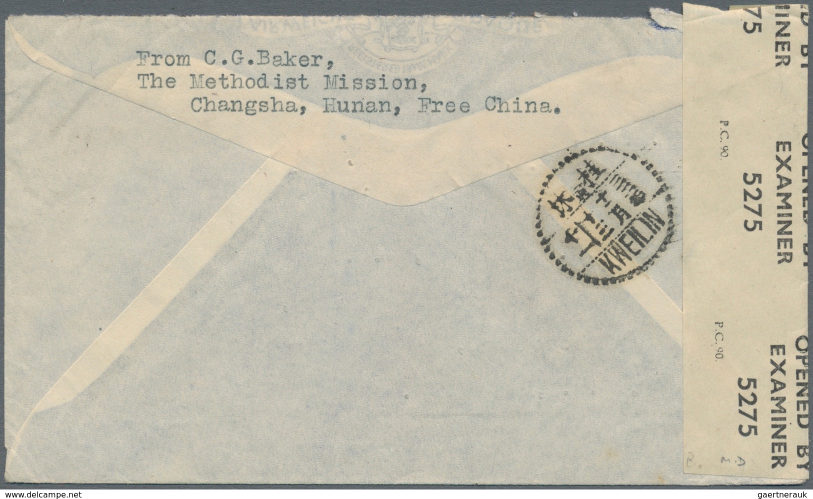 China: 1942, SYS Imperf. $10 W. Perf. $5 Tied "Hunan.Liling 32. 11.9" Via "KWEILING 32.11.13" To Air - Autres & Non Classés