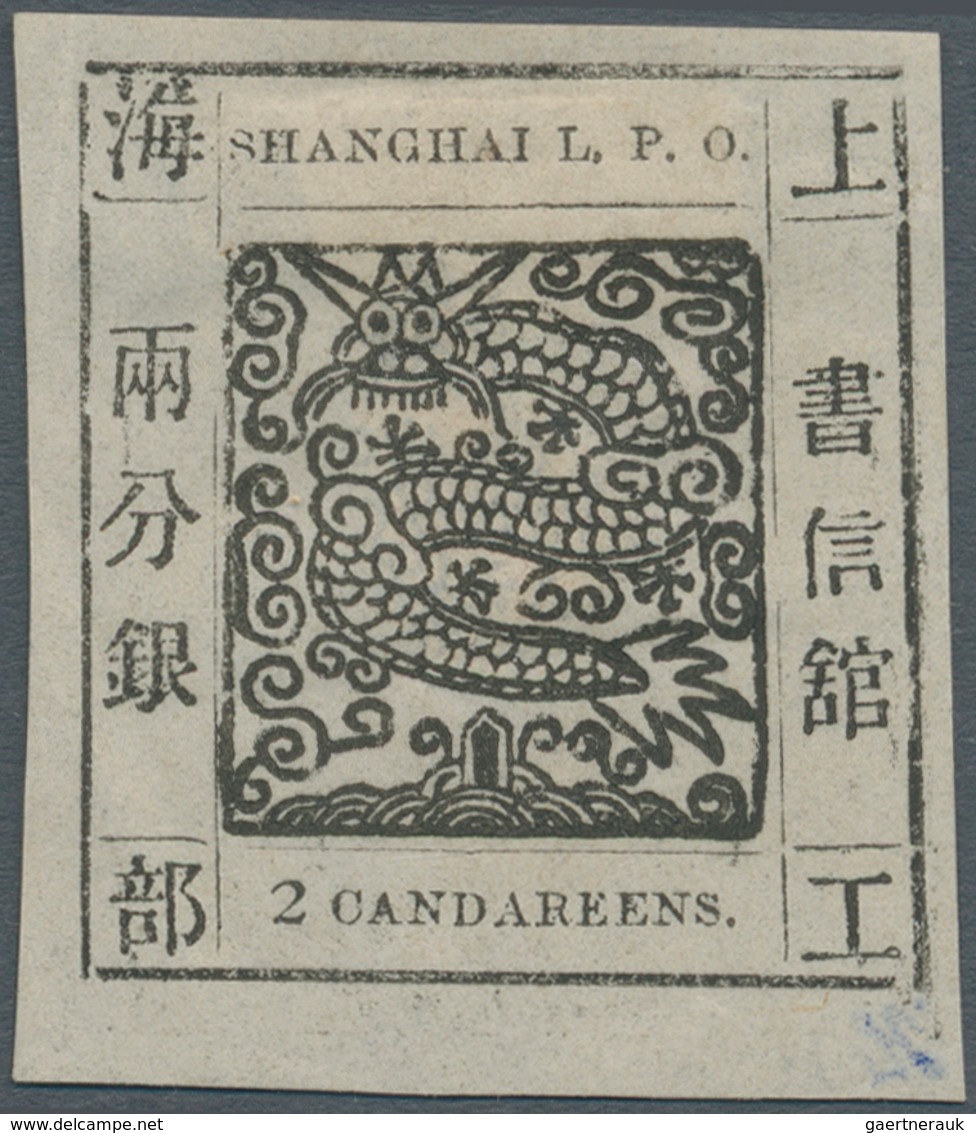 China - Shanghai: 1865, Large Dragon "Candareens." In The Plural, Non-seriff Digits, 2 Ca. Black W. - Autres & Non Classés