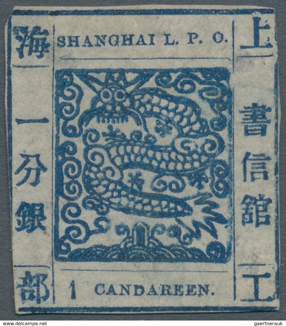 China - Shanghai: 1865, Non-seriffed Numeral, 1 Cand. Blue On Laid Paper, Livingstone 7 Printing 23, - Autres & Non Classés