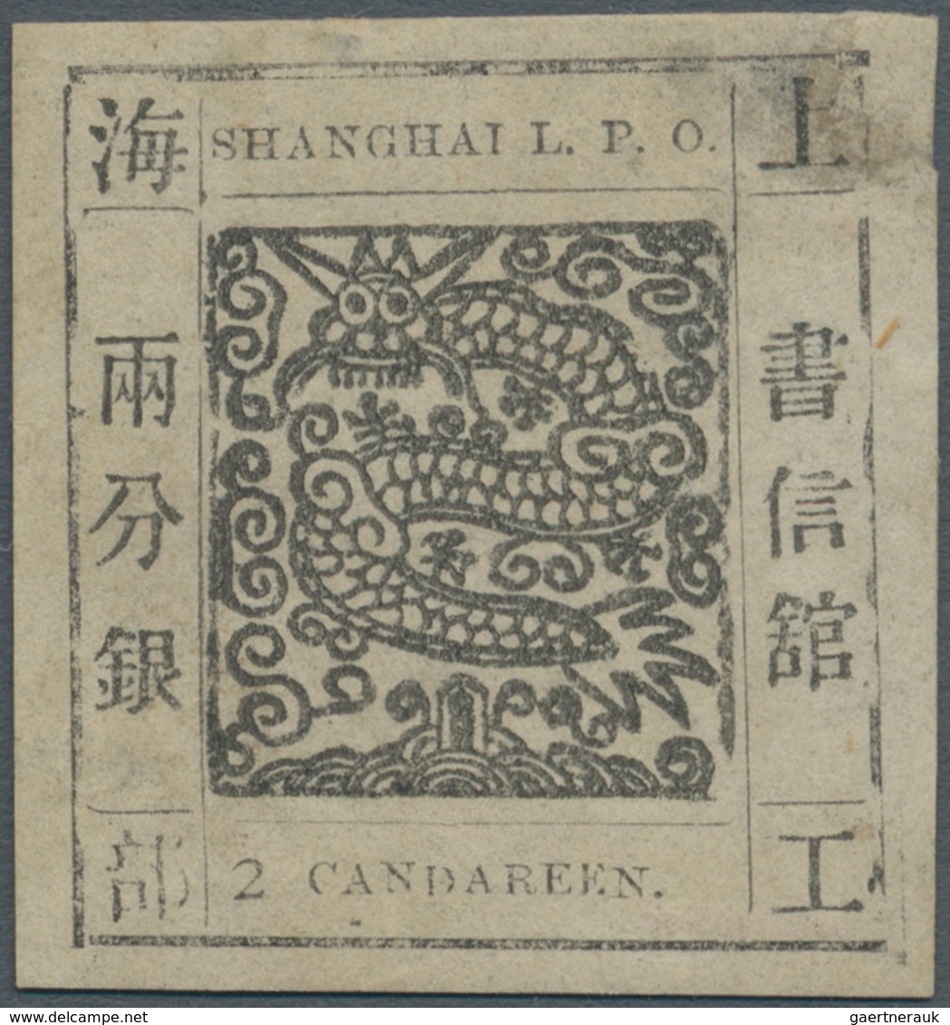 China - Shanghai: 1865, "Candareen" In The Singular, 2 Liang Black On Wove Paper, Livingston 11 Pr. - Autres & Non Classés