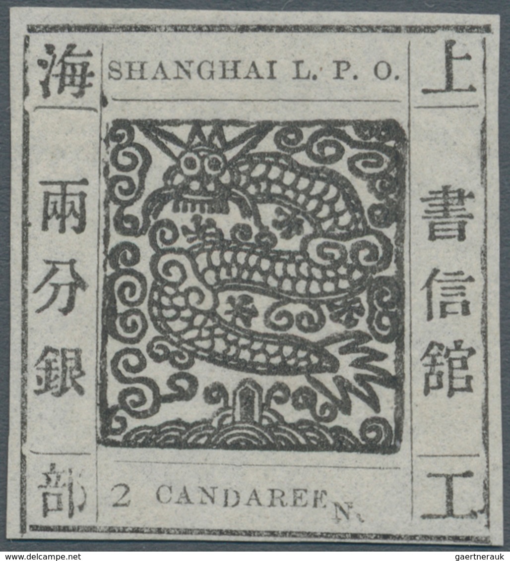 China - Shanghai: 1865, Large Dragon "Candareen" In The Singular, Non-seriff Digits, 2 Ca. Black W. - Autres & Non Classés